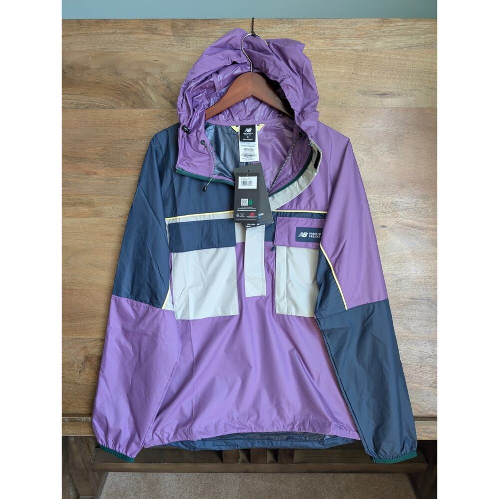 NWT New Balance Sour Grape Parks Project Jacket Mens S Colorful Packable 1/2 Zip